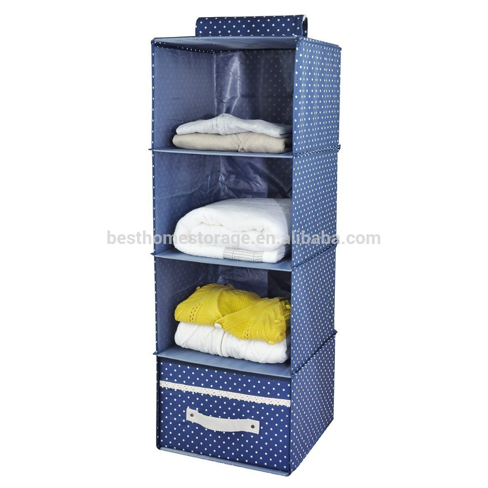 4 shelf Folding Hanging Closet Organiser with Drawer