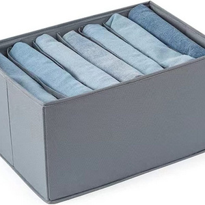 1 Piece 7 Compartment Foldable Drawer Storage Bag Gray Jeans Storage Bag for Closet Clothing Storage