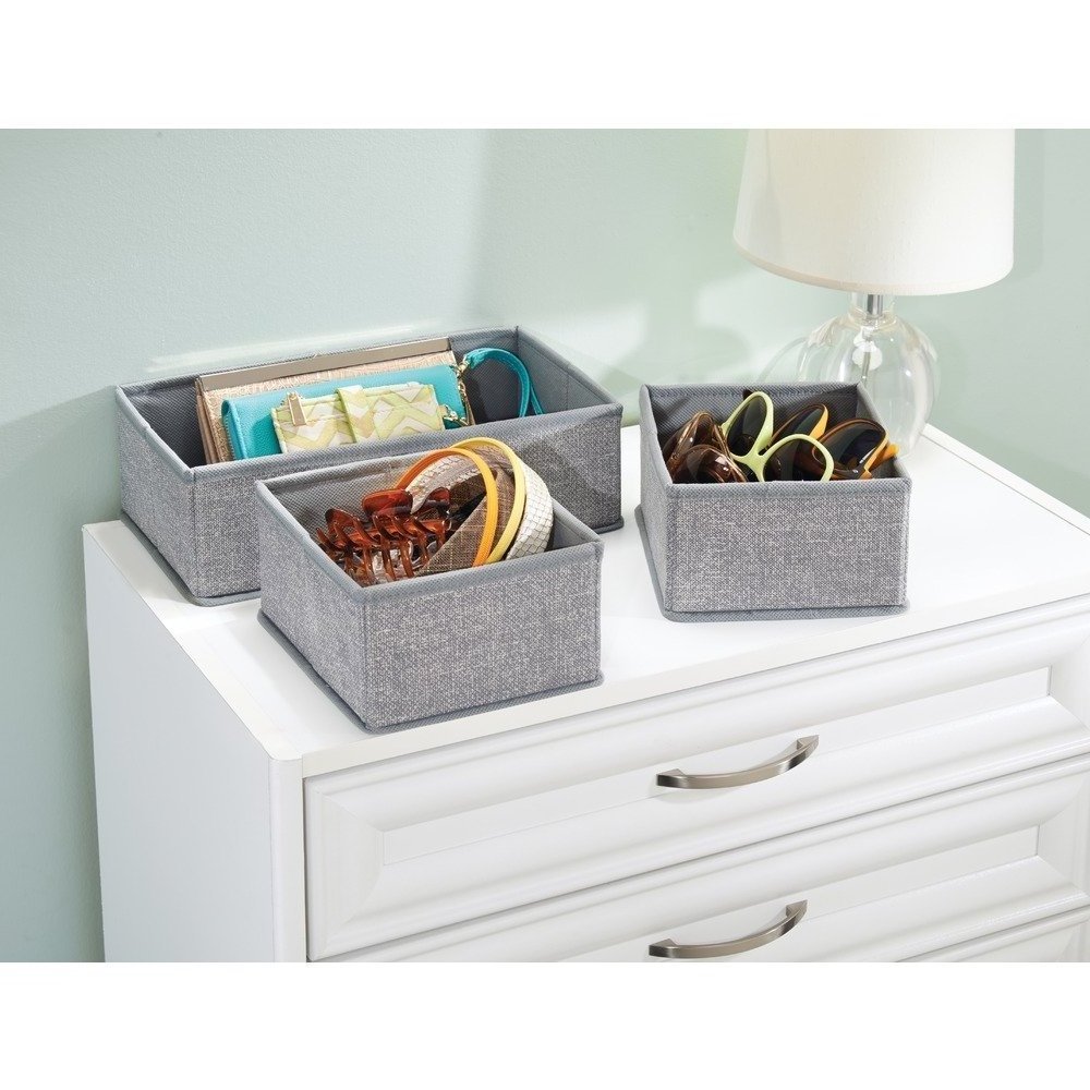 Fabric Dresser Drawer & Closet Storage Organizer for Underwear, Socks, Bras - Set of 3, Drawer Organizer 3S (Set of