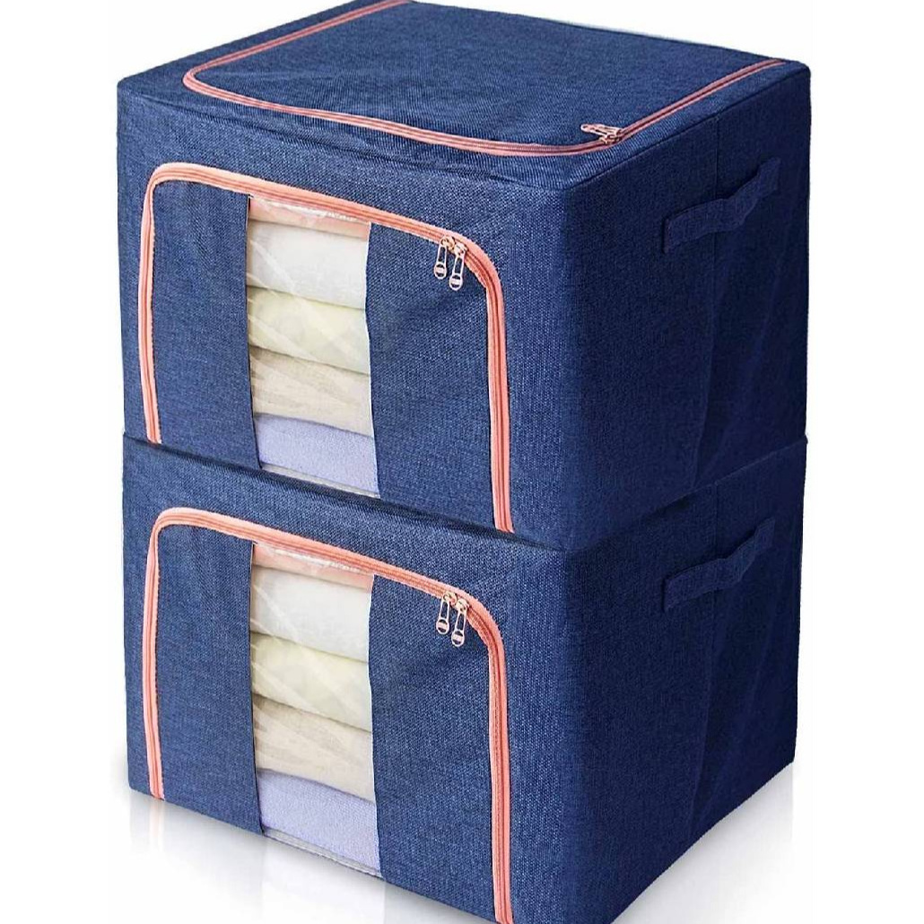 Clothes Storage Bag Foldable Bedroom Closet Clothes Quilt Fabric Box Organizer with Zipper