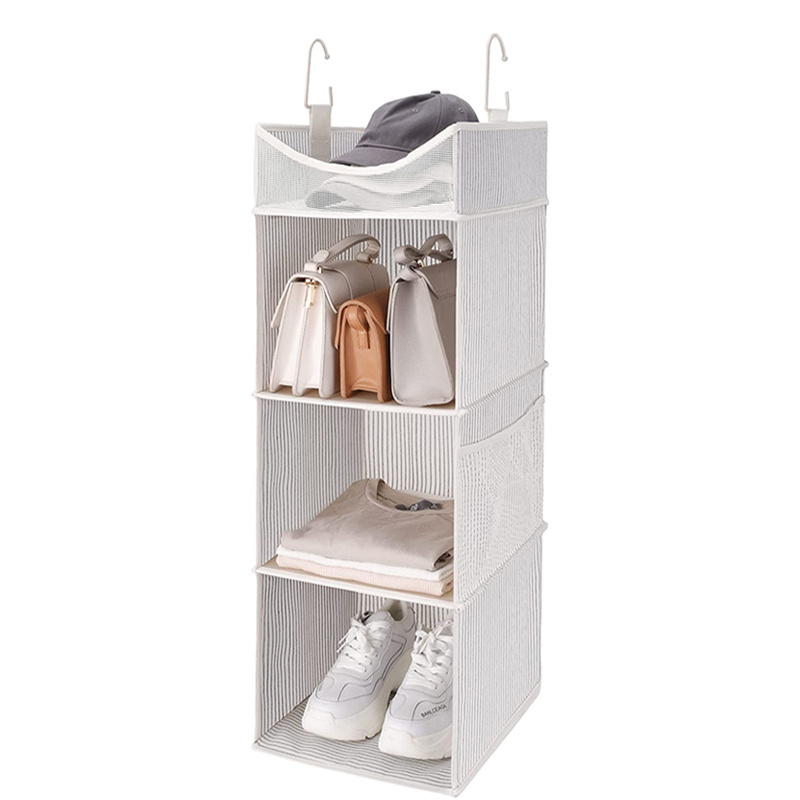 Foldable 3-Shelf Hanging Closet Shelves with Top Shelf storage cloth hanging closet storage organizer