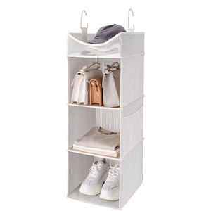 Foldable 3-Shelf Hanging Closet Shelves with Top Shelf storage cloth hanging closet storage organizer