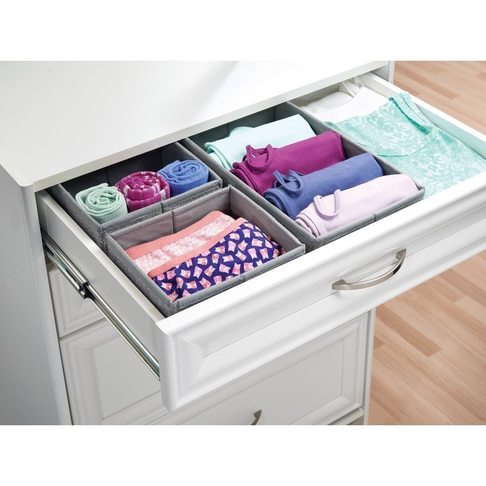 Fabric Dresser Drawer & Closet Storage Organizer for Underwear, Socks, Bras - Set of 3, Drawer Organizer 3S (Set of