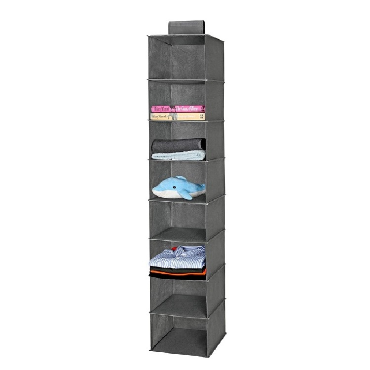 8-Shelf Modern Hanging Closet Organizer with Non-Woven Collapsible Shelves Steel Folding Storage Bag for Home Use Double Tiers