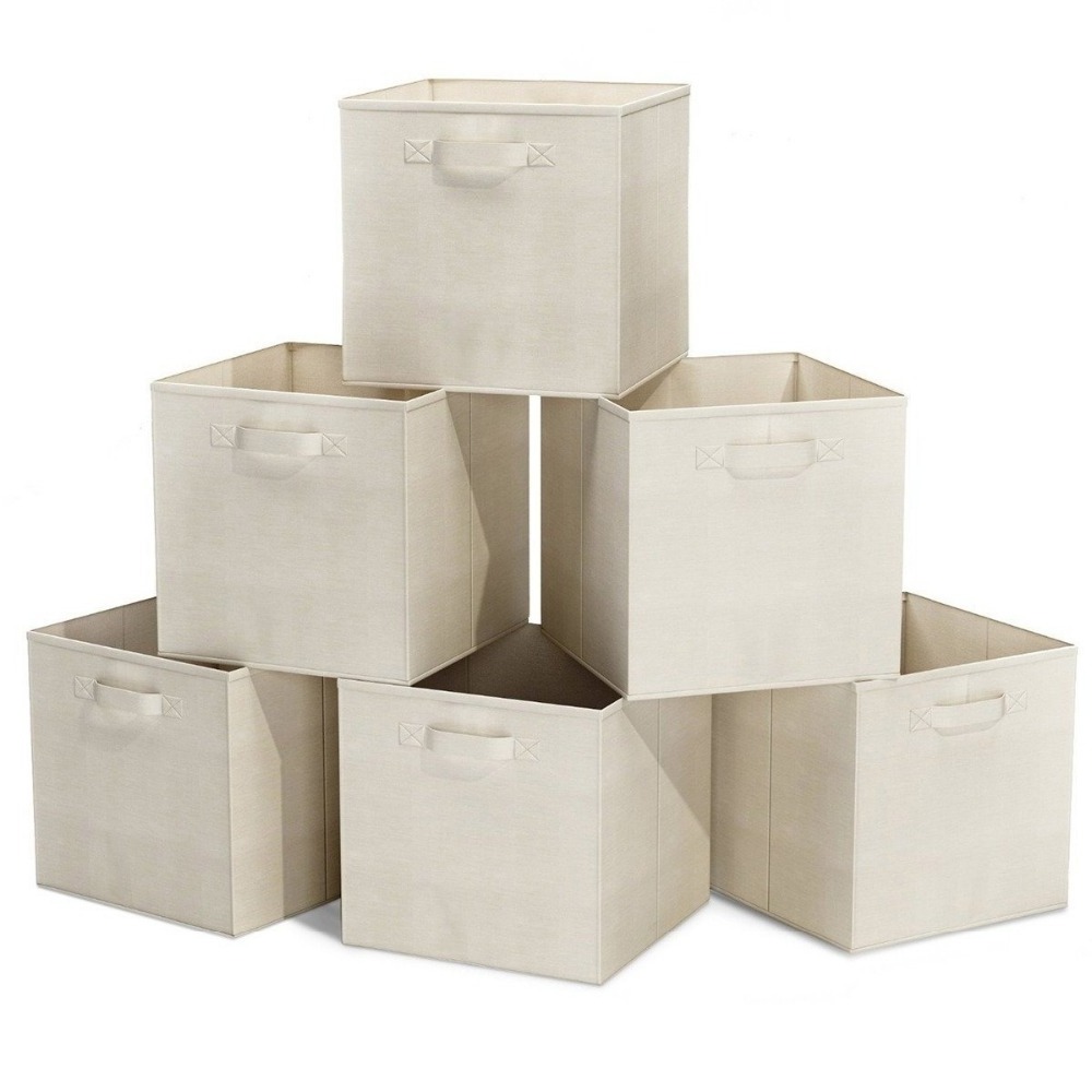 Foldable non-woven storage baskets for closets