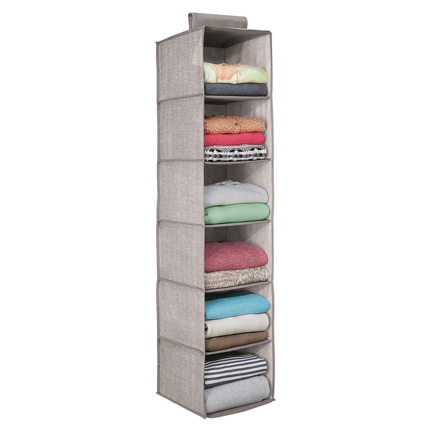 6 shelf hanging closet organizer grey nonwoven storage for Cloth,Collapsible storage organizer for closet