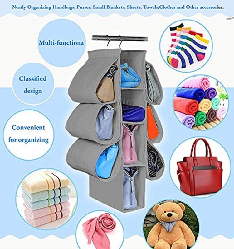 Fashionable Multi function spins 360 Hanging Handbag organizer with boots storage