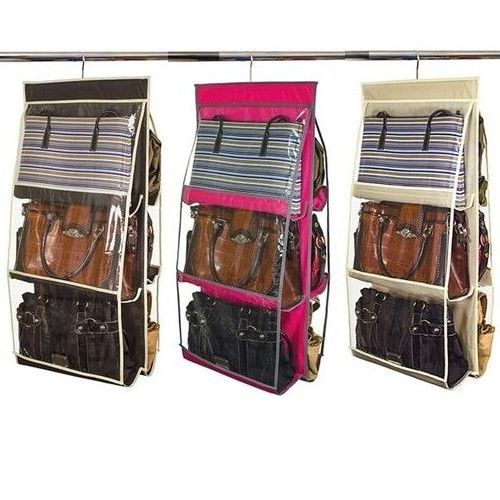 6 Pocket Hanging Purse Organizer six buckles bag hanger