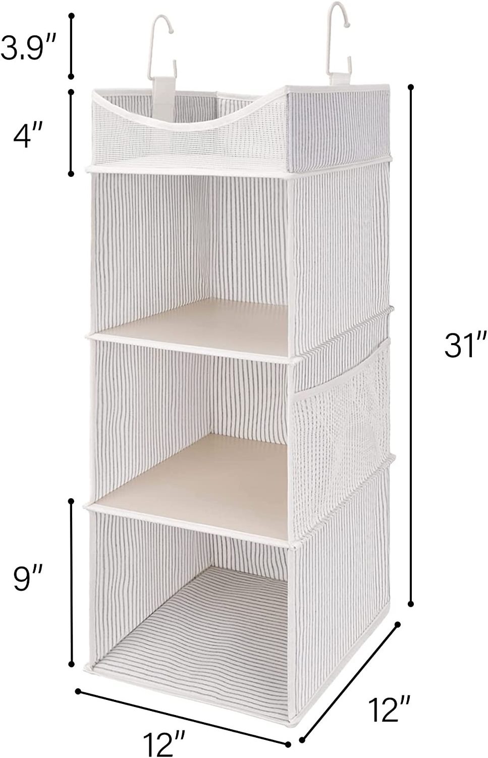 Foldable 3-Shelf Hanging Closet Shelves with Top Shelf storage cloth hanging closet storage organizer