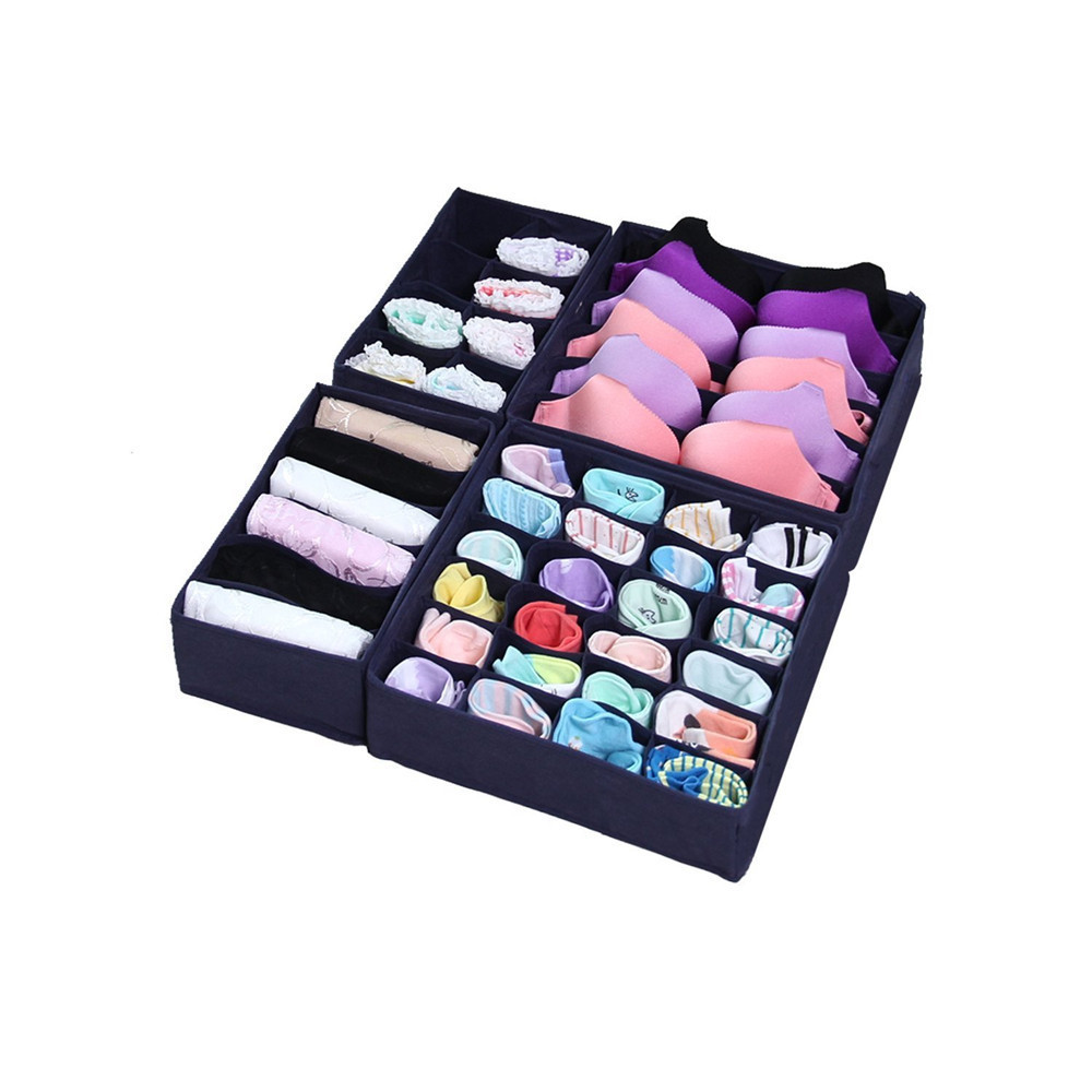 Bra sock underwear drawer organizer foldable closet storage boxes dividers 4 set drawer clothes organizer