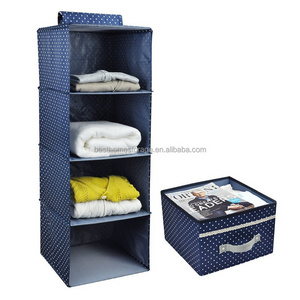 4 shelf Folding Hanging Closet Organiser with Drawer