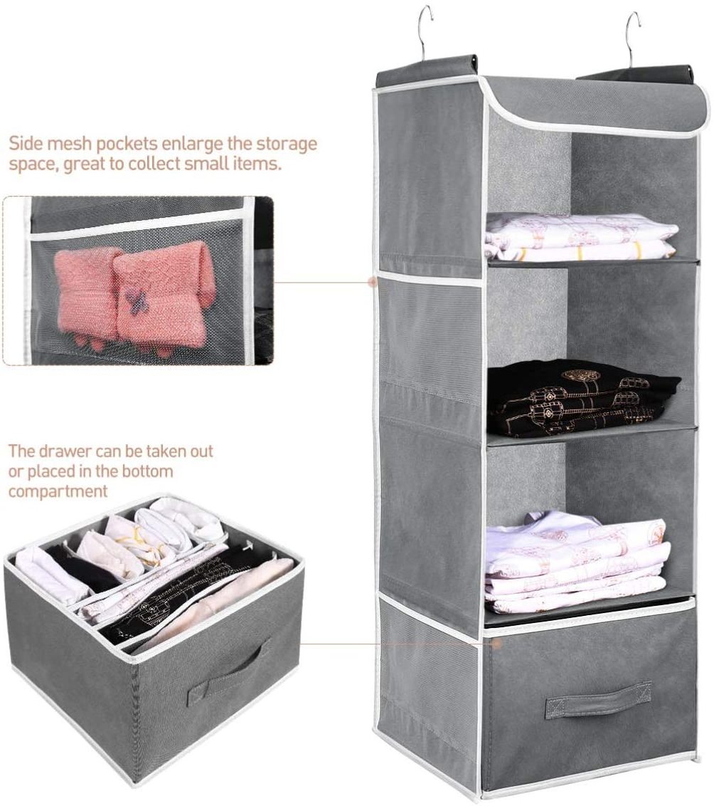 Household folding 4-layer clothes storage hanging cabinet