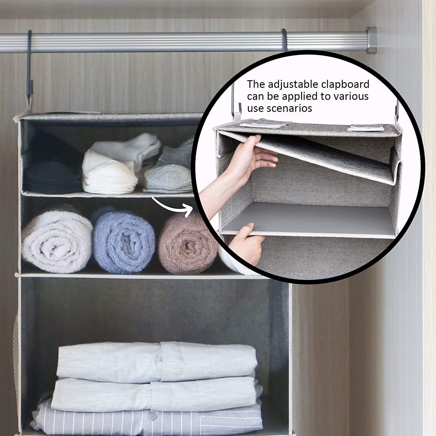 6-shelf Closet Storage Organiser, Double Rod Non-woven Fabric Clothes Storage Organizer