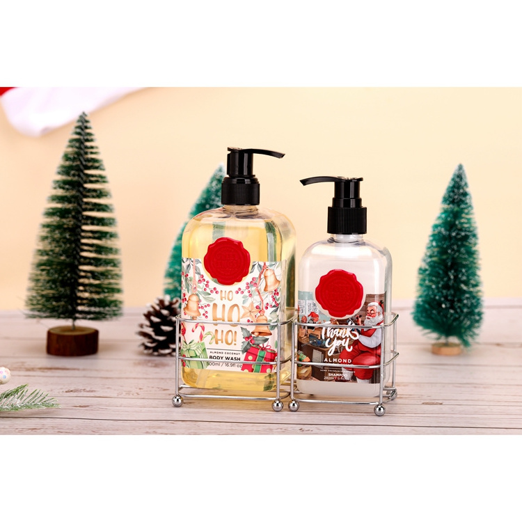 custom shower toilet support 500ml body wash and 280ml shampoo bath christmas gift set for hotel