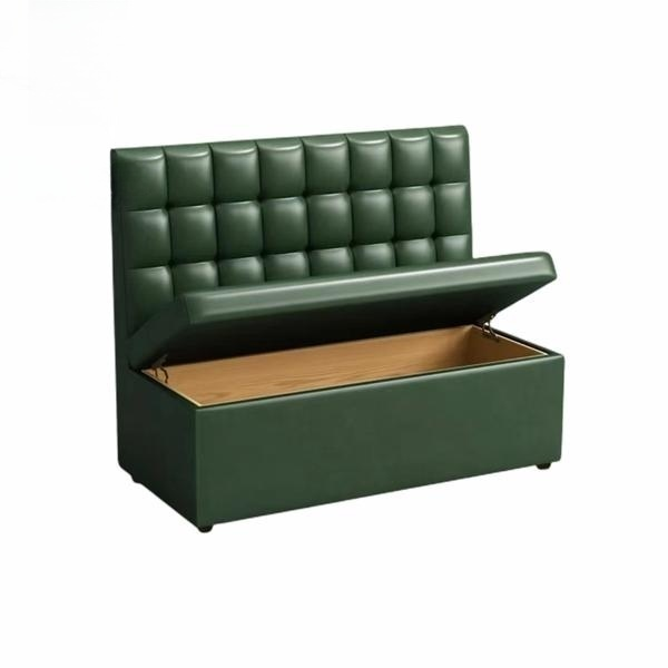 Restaurant Furniture Green Leather Booth Seating with Drawer