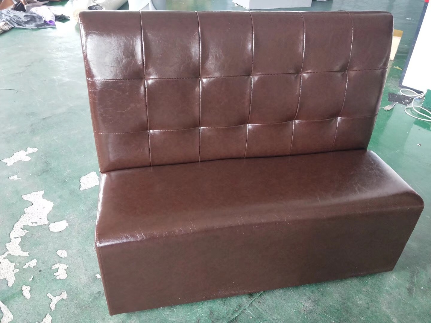 Restaurant Furniture Green Leather Booth Seating with Drawer