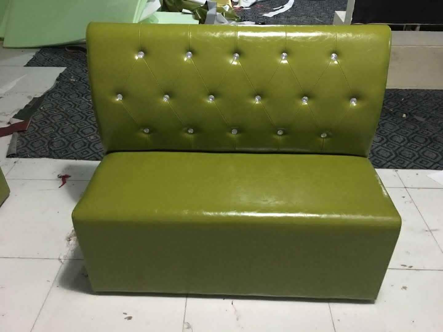 Restaurant Furniture Green Leather Booth Seating with Drawer