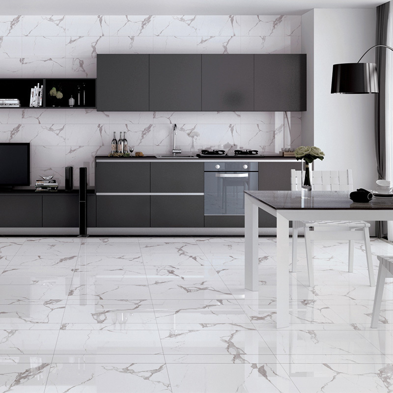 Glossy White Glazed Marble 600x600mm Porcelain Polished Ceramic Floor Tiles 60x60 Impression Marble Ceramic Tiles