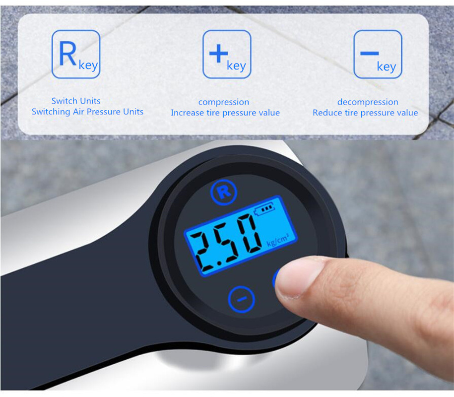 Portable Tire Pressure Monitor Auto Air Filling Digital Tire Inflatorm Emergency Light 12V tire inflator Air Compressor