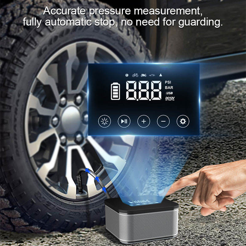 Mini Led Touch Screen Digital Display Wireless Rechargeable Auto Stop Air Compressor Motorcycle Car Tire Inflator