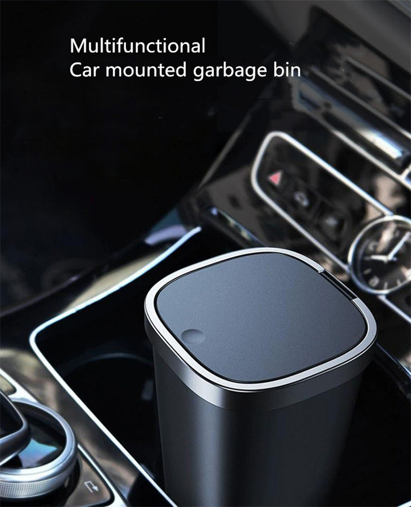 Portable Mini Auto Garbage Can Waterproof With Lid Car Trash Cup With 45 Additional Car Trash Bags Fits Console Or Door