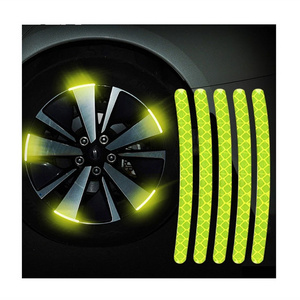 20pcs 3d Personality Car Tire Wheel Hub Ring Reflective Sticker Roadway Safety Motorcycle Bicycle Tire Warning Reflective Strip