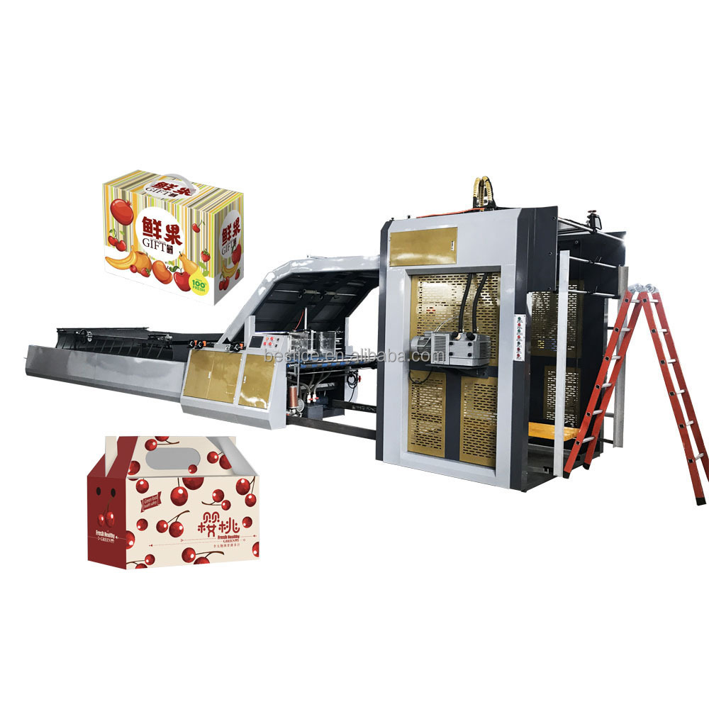 Low cost BZJ-1450 automatic corrugating cardboard flute laminating machine with float press bed for colorful carton box