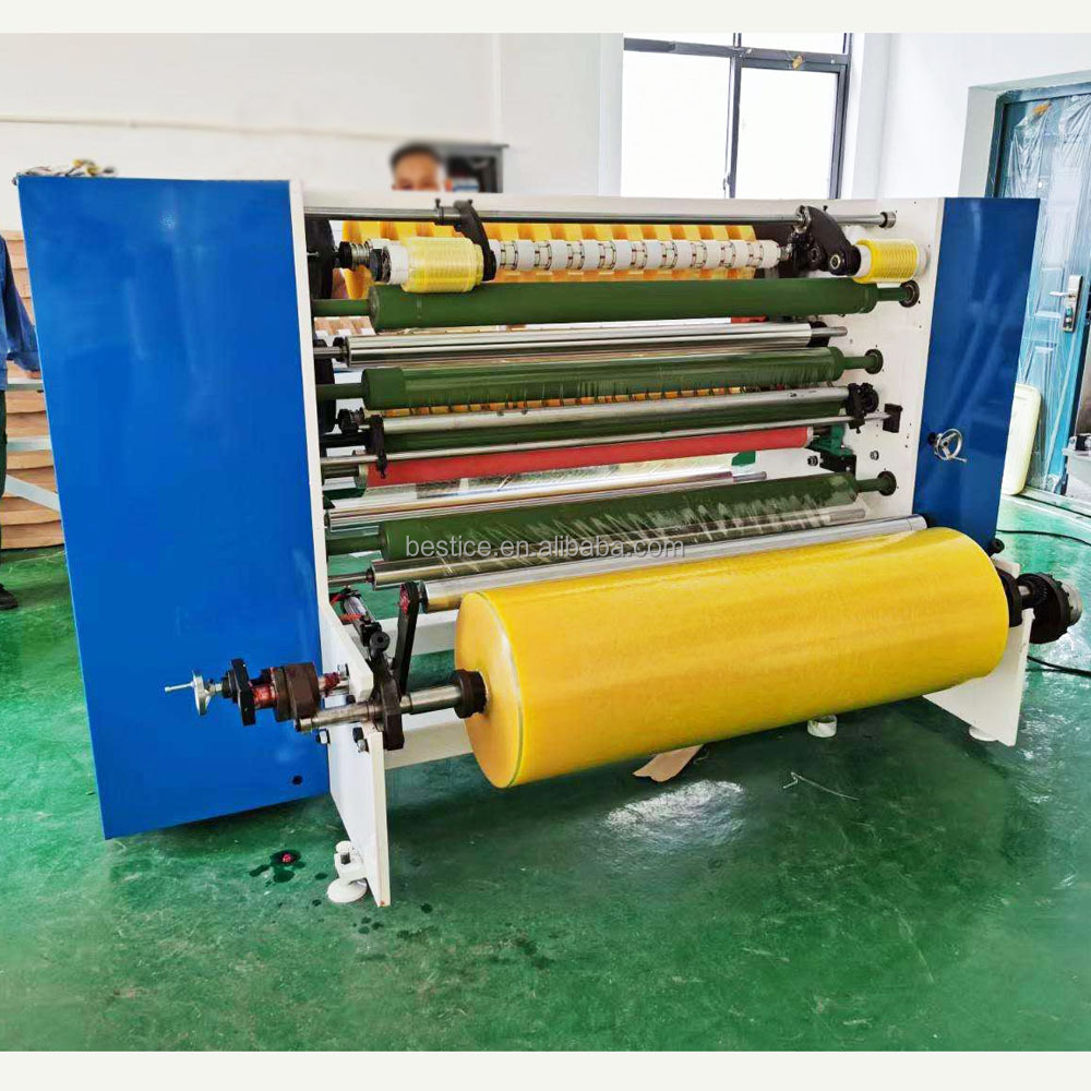 Automatic 500m bopp gum tape rewinder slitter machine from jumbo roll