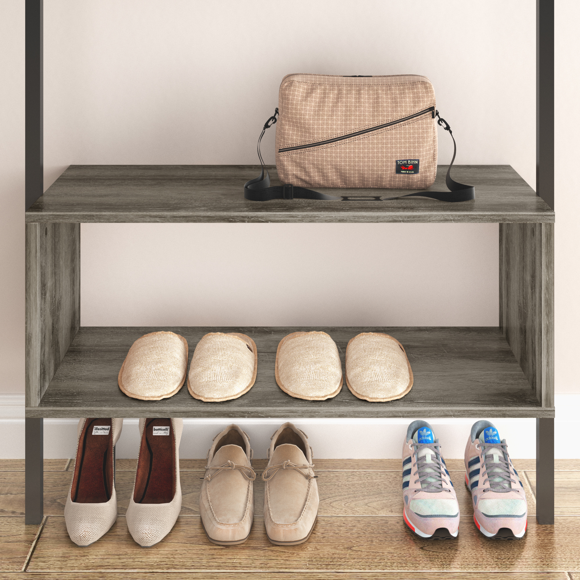 BESTIER Multifunctional 3-in-1 Coat Racks Shoe Bench Hall Tree with Storage Shelf for Entryway