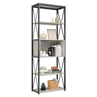 BESTIER 5 Tier Tall Bookcase Wood Storage Rack with Open Shelves Standing Shelving Unit for Bedroom Living Room and Home Office