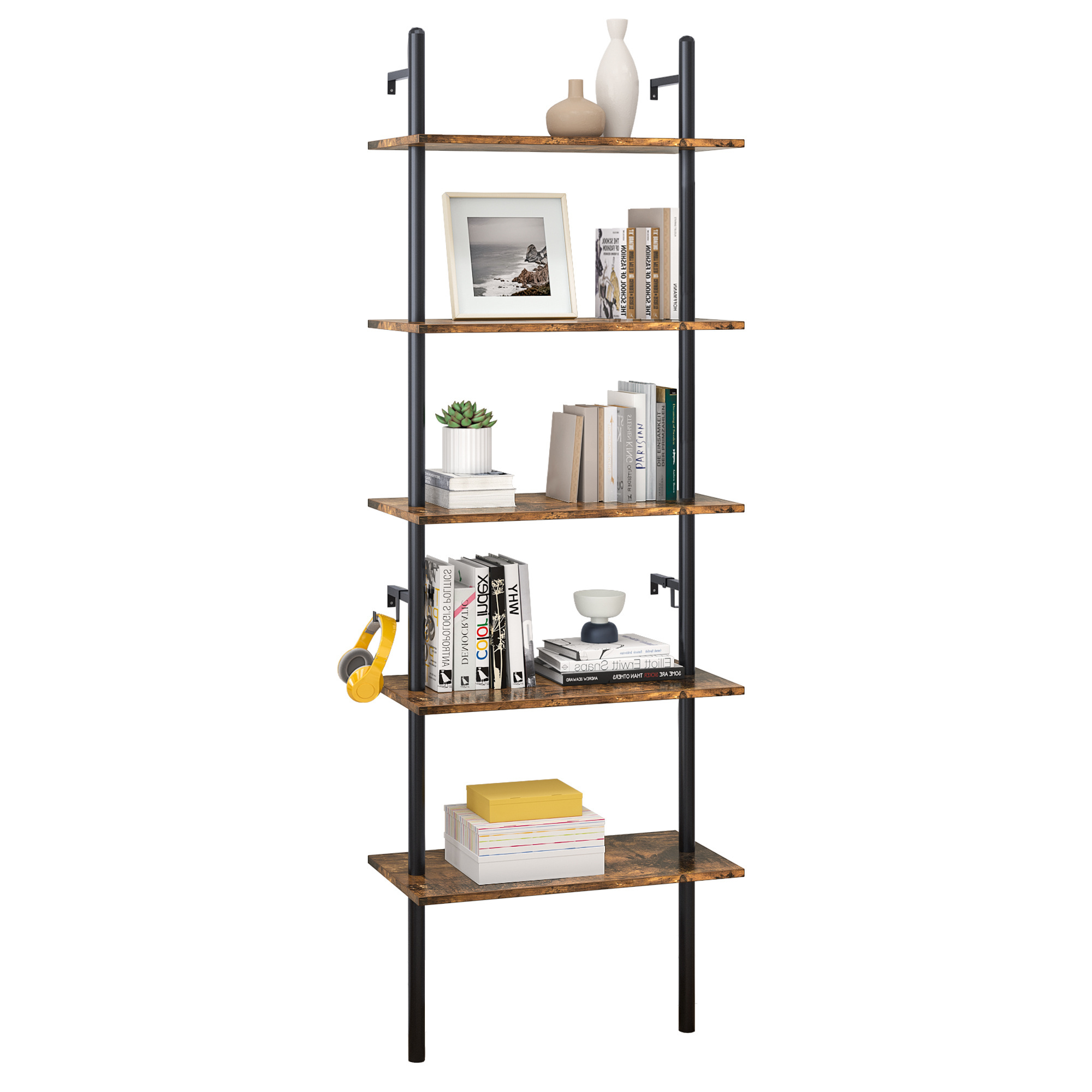 BESTIER 5 Tier Tall Bookcase Book Shelf Rack Organizer Shelving Unit Free Standing Storage for Living Room