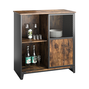 BESTIER Mini Home Bar Cabinet Sliding Barn Door Liquor Cabinet Credenza,vietti Wine Buffet Modern Sideboard Console Storage