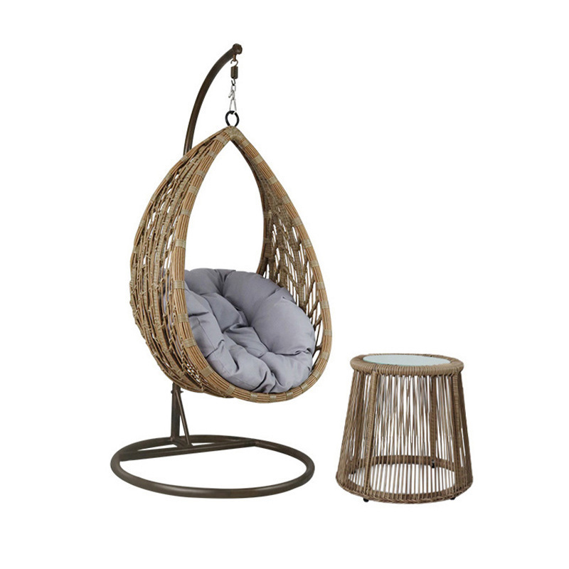 Outdoor Wicker Swing Garden Furniture Patio Cover Heavy Duty Waterproof Patio Hanging Egg Chair with stand