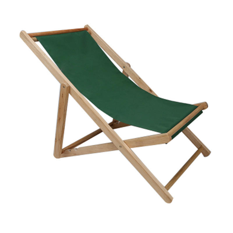 Portable Outdoor Folding Solid Oxford Canvas Chair Recliner Lunch Break Wooden Lounge Beach Chair