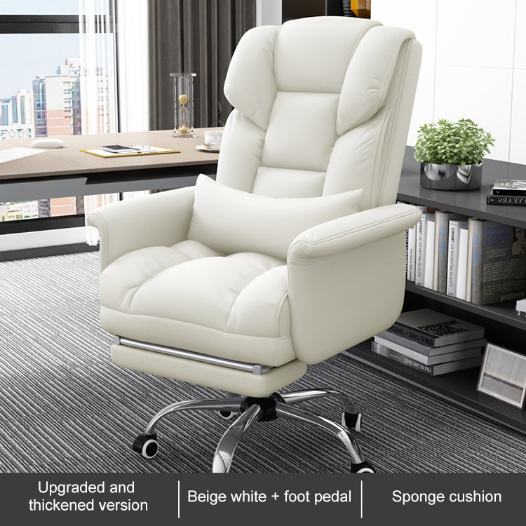 Modern Luxury Adjustable Recliner Swivel Manager Executive High Quality Ergonomic Real Genuine Leather Office Chair