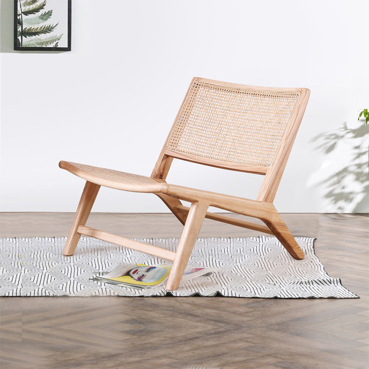 2023 Beach Modern Design Solid Wood Single Leisure Chair Living Room Rattan Lounge Chair