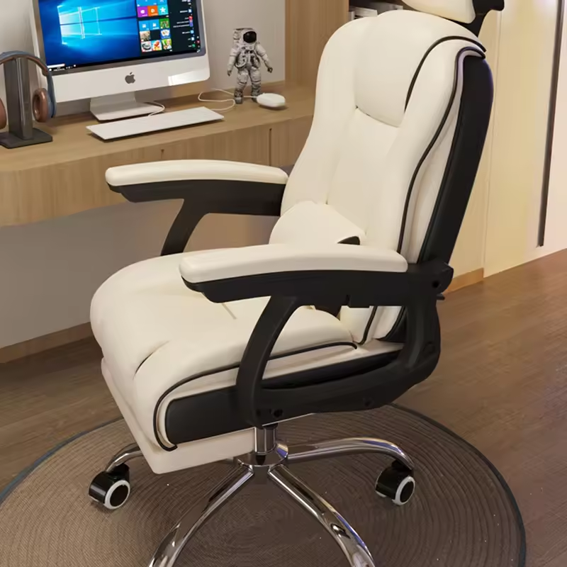 luxury white racing office chair comfortable boss reclining swivel chair executive leather ergonomic office chair