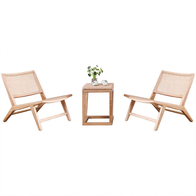 2023 Beach Modern Design Solid Wood Single Leisure Chair Living Room Rattan Lounge Chair