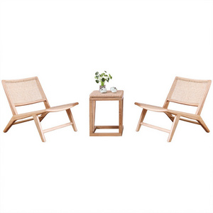 2023 Beach Modern Design Solid Wood Single Leisure Chair Living Room Rattan Lounge Chair