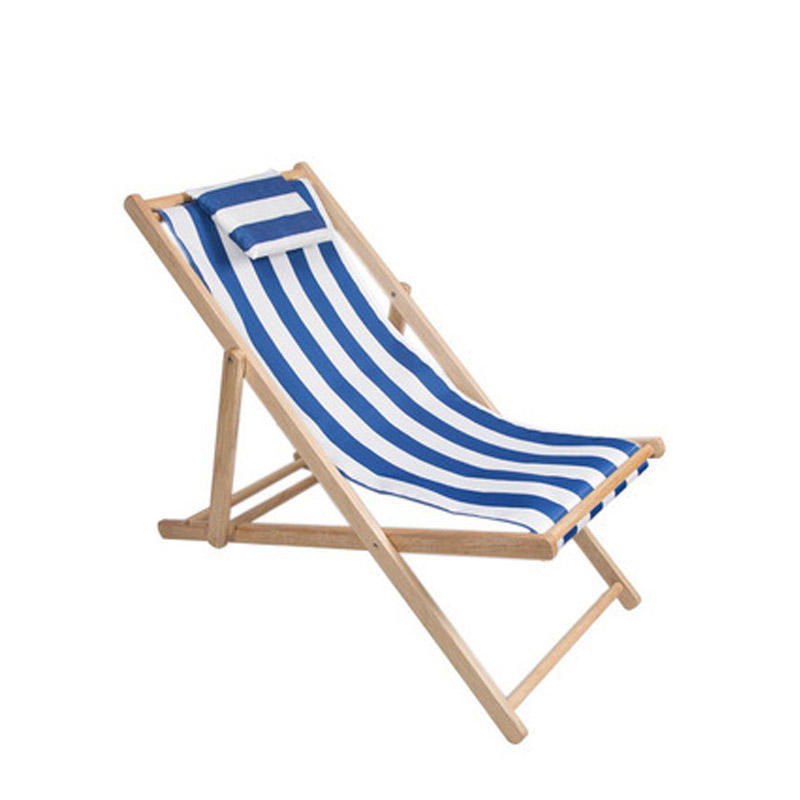 Portable Outdoor Folding Solid Oxford Canvas Chair Recliner Lunch Break Wooden Lounge Beach Chair