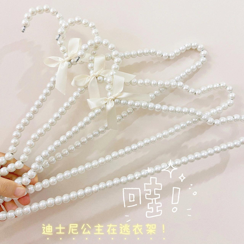 Wholesale Perchas Hanger White Plastic Clothes Adult Premium wedding Dress Pearl Hanger For Clothing