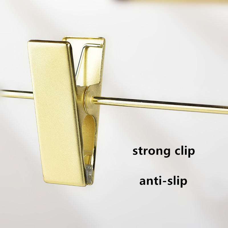 Golden Premium Acrylic Hanger with Long Anti-Slip Clip Modern Design Adult Trouser Pants Clothing Organizer for Closet Bathroom