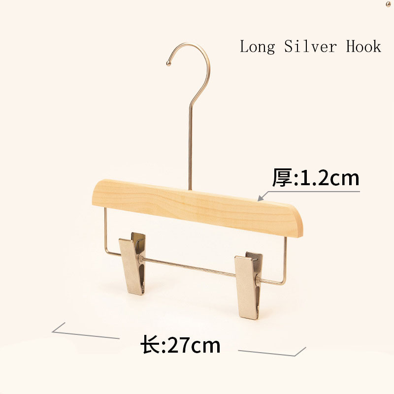 Good quality excellent luxury bottom pants hanger clothes wood hanger with gold clips long metal hook