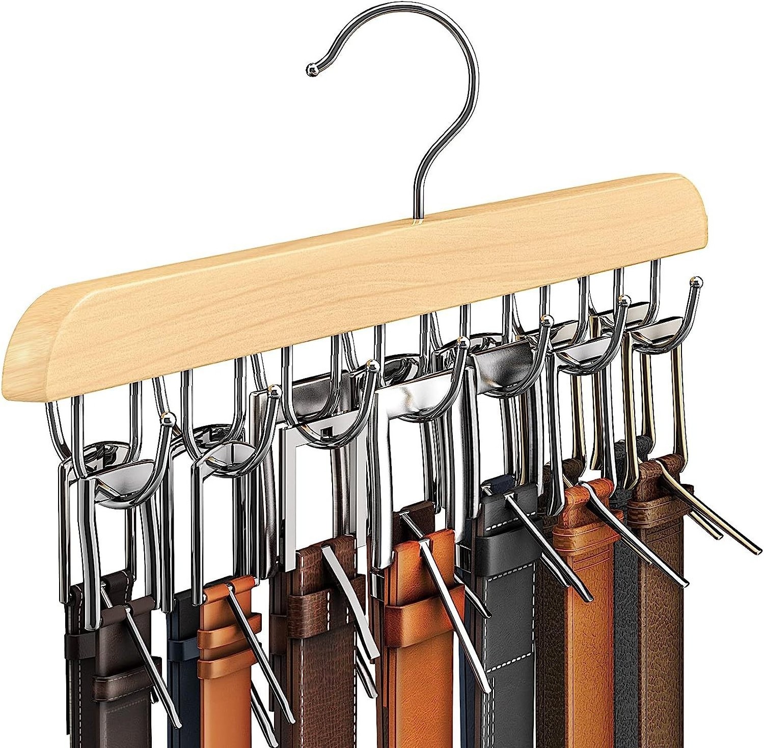 Solid wood belt storage rack Household belt tie hook hanger underwear strap multi-functional solid wood tie rack