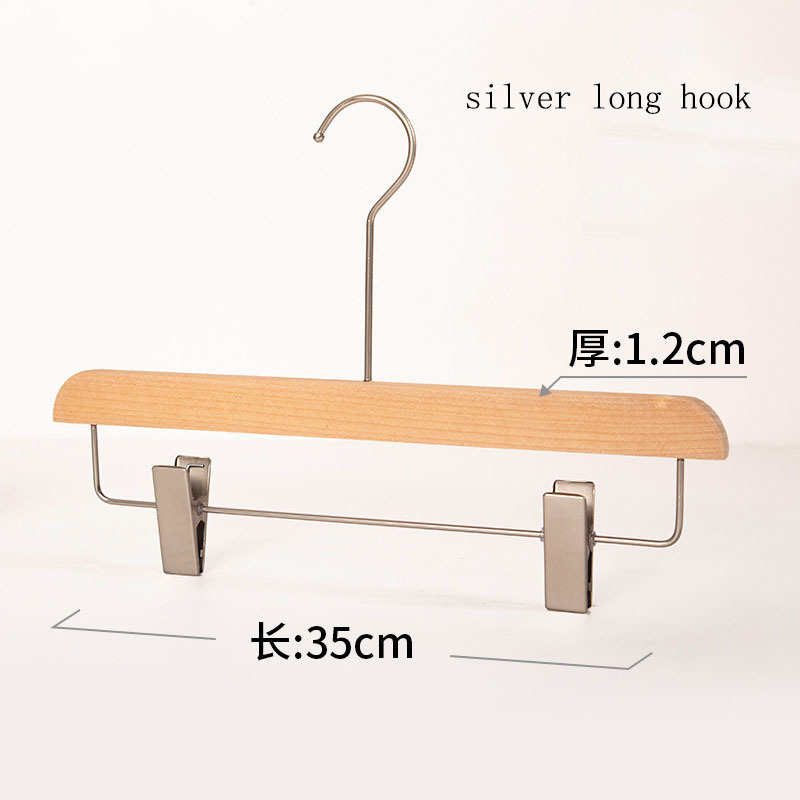 Good quality excellent luxury bottom pants hanger clothes wood hanger with gold clips long metal hook