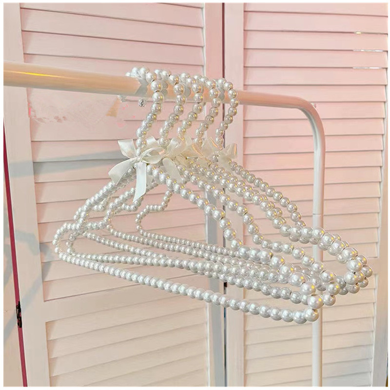 Wholesale Perchas Hanger White Plastic Clothes Adult Premium wedding Dress Pearl Hanger For Clothing