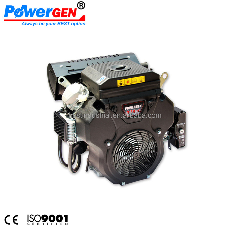 Best Seller!!! POWERGEN Air Cooled Electric Start 4 Stroke Horizontal Shaft V Twin 2 Cylinder 22HP Gasoline Engine