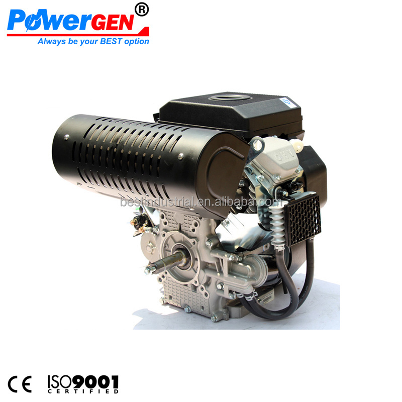 Best Seller!!! POWERGEN Air Cooled Electric Start 4 Stroke Horizontal Shaft V Twin 2 Cylinder 22HP Gasoline Engine