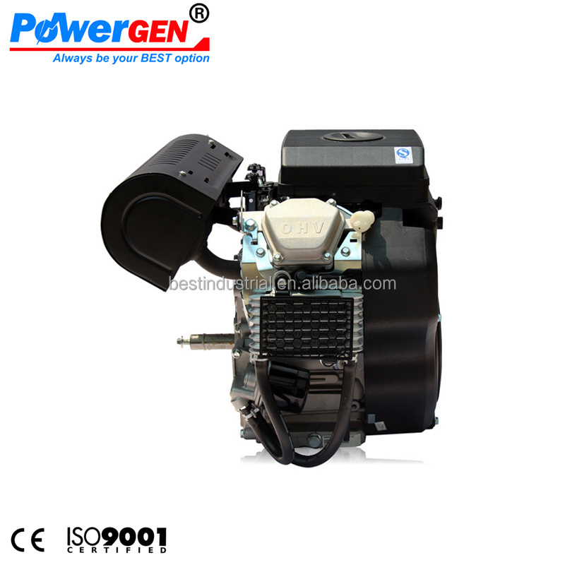 Best Seller!!! POWERGEN Air Cooled Electric Start 4 Stroke Horizontal Shaft V Twin 2 Cylinder 22HP Gasoline Engine