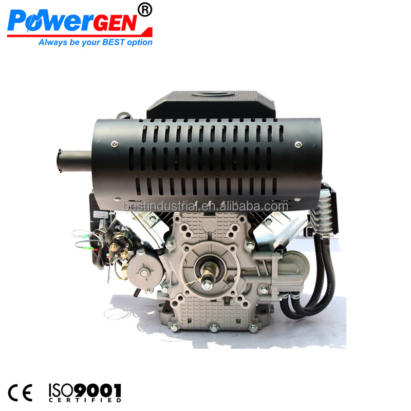 Best Seller!!! POWERGEN Air Cooled Electric Start 4 Stroke Horizontal Shaft V Twin 2 Cylinder 22HP Gasoline Engine